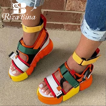 

RIZABINA Size 35-43 Women High Wedges Sandals Mixed Color Fashion Platform Summer Shoes Women Casual Daily Lady Party Footwear