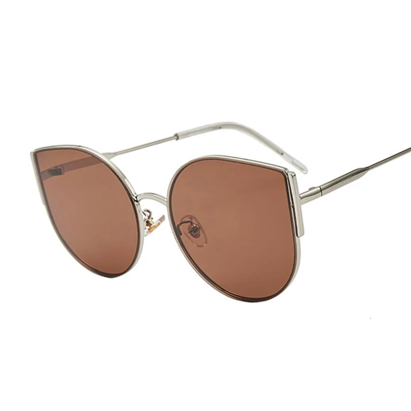 Новая мода кошачий глаз солнцезащитные очки женские роскошные брендовые дизайнерские зеркальные линзы Винтажные Солнцезащитные очки женские Розовое золото металл UV400 Oculos