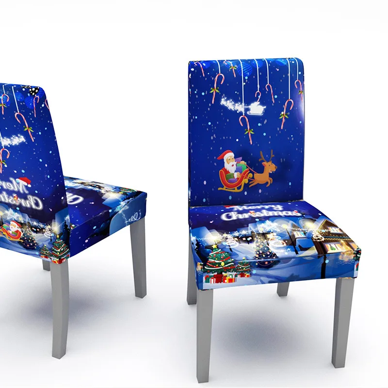 blue santa claus Рождественские украшения эластичные чехлы на кресла, чехлы на Рождество, вечерние Чехлы для столовой, банкета, дома, отеля, кухни, Navidad - Цвет: blue santa claus