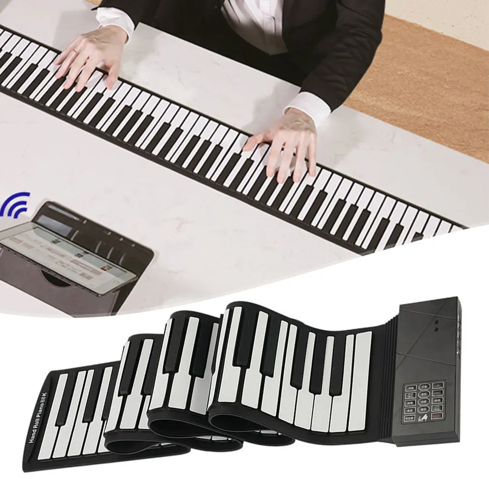 

88 key speaker hand roll electronic piano portable folding electronic soft keyboard roll up the piano