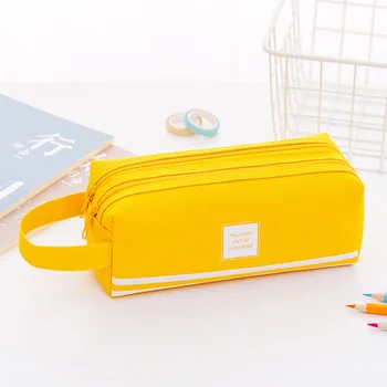 

Simple Versatile Double-layer Pencil Case Large Capacity Handle Zipper Oxford Cloth Stationery UY8