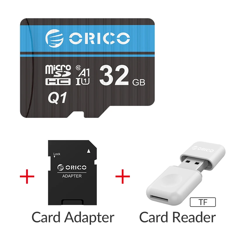 ORICO Micro sd карта, карта памяти Micro sd 256 ГБ 128 Гб 64 Гб оперативной памяти, 32 Гб встроенной памяти, 80 МБ/с. TF карта Автомобильный микро sd карты Class10 флеш-карты памяти tf-карты до 32 Гб - Емкость: MSQ1-32GB-CRS12