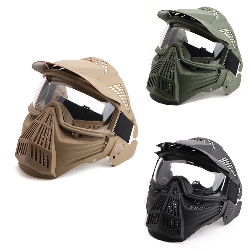 Casco táctico Airsoft PJ y máscara de pistola de aire de protección  completa, con gafas antivaho desmontables para pistola de aire paintball CS  Game