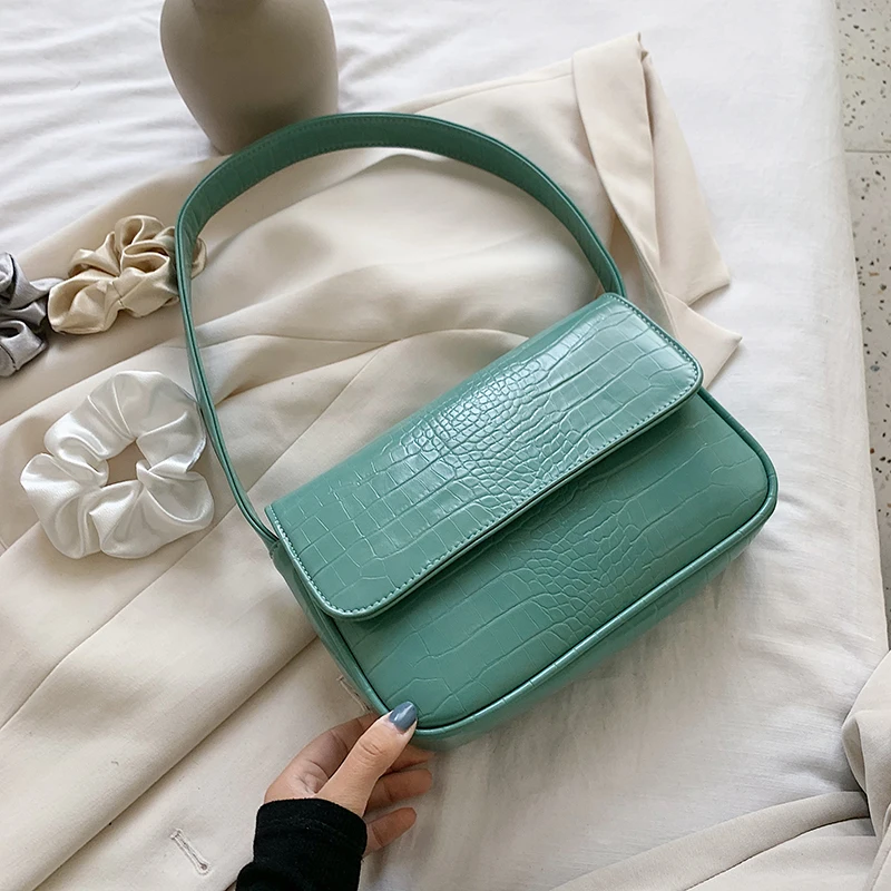 

Crocodile Pattern Small PU Leather Shoulder Bags for Women 2020 Elegant Handbags Female Travel Totes Lady Fashion Armpit Bag