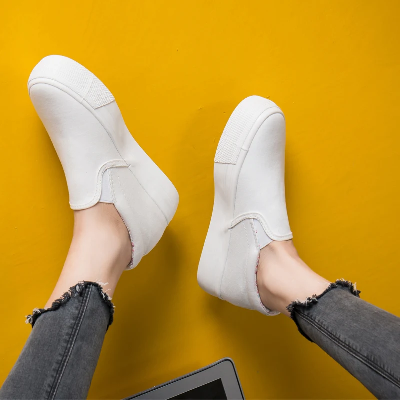

Chunky Sole White Shoes Woman Canvas Wedges Shoes for Women Canvas Sneakers Zapatillas Clasicas Loafers Brand Womens Trainers