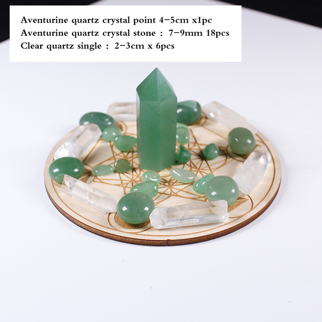 Crystal wand 7 Chakra Reiki Luky Yoga Healing Crystal stone Seven Star Array wood Base Manual Sculpture Home Decor