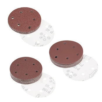 

uxcell 5-Inch Sanding Disc 6 Holes Aluminum Oxide Flocking Back Sandpapers for Sanders automotive industrial woodworking
