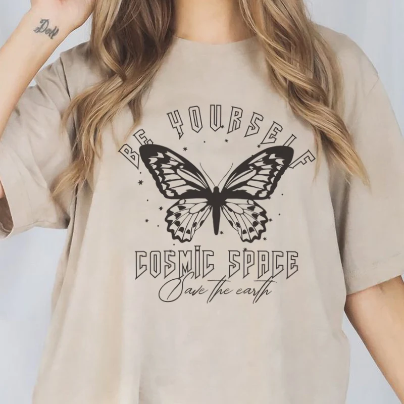 

Kuakuayu HJN Celestial Butterfly Vintage Aesthetic Tshirt Women Boho Style Short Sleeve T-Shirt Cute Graphic Tees Tops