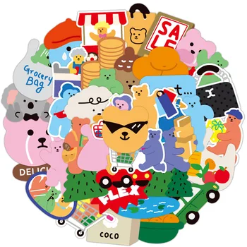 

50Pcs Cartoon Cute Bear Korean Stickers For Laptop Phone Car Scrapbooking Graffiti Diary Label Kawaii Stationery Sticker Decal