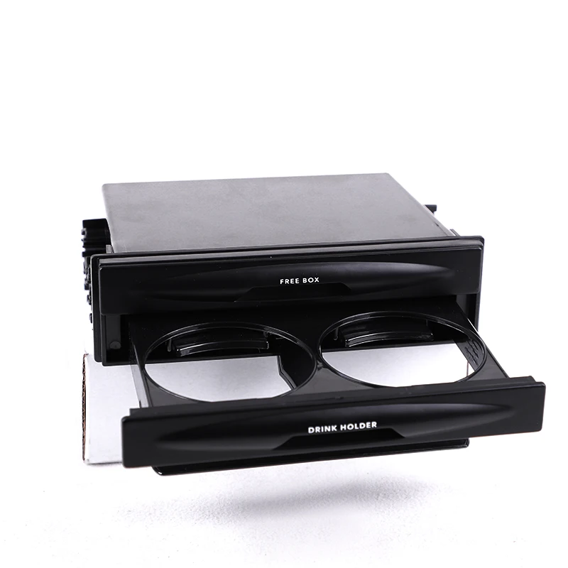 Universal Vehicle Car Black Double Din Radio Pocket Drink Cup Holder Storage Box