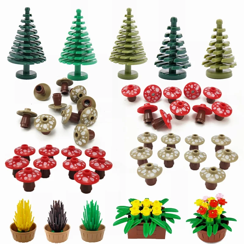 Toys Assemble Building-Blocks Flowers Gifts Pine-Tree Moc-Plants-The-Mushroom Children