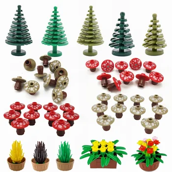 MOC Plants The Mushroom Pine Tree Flowers Building Blocks Toys for Children Assemble Blocks DIY Gifts Kids Toy 1