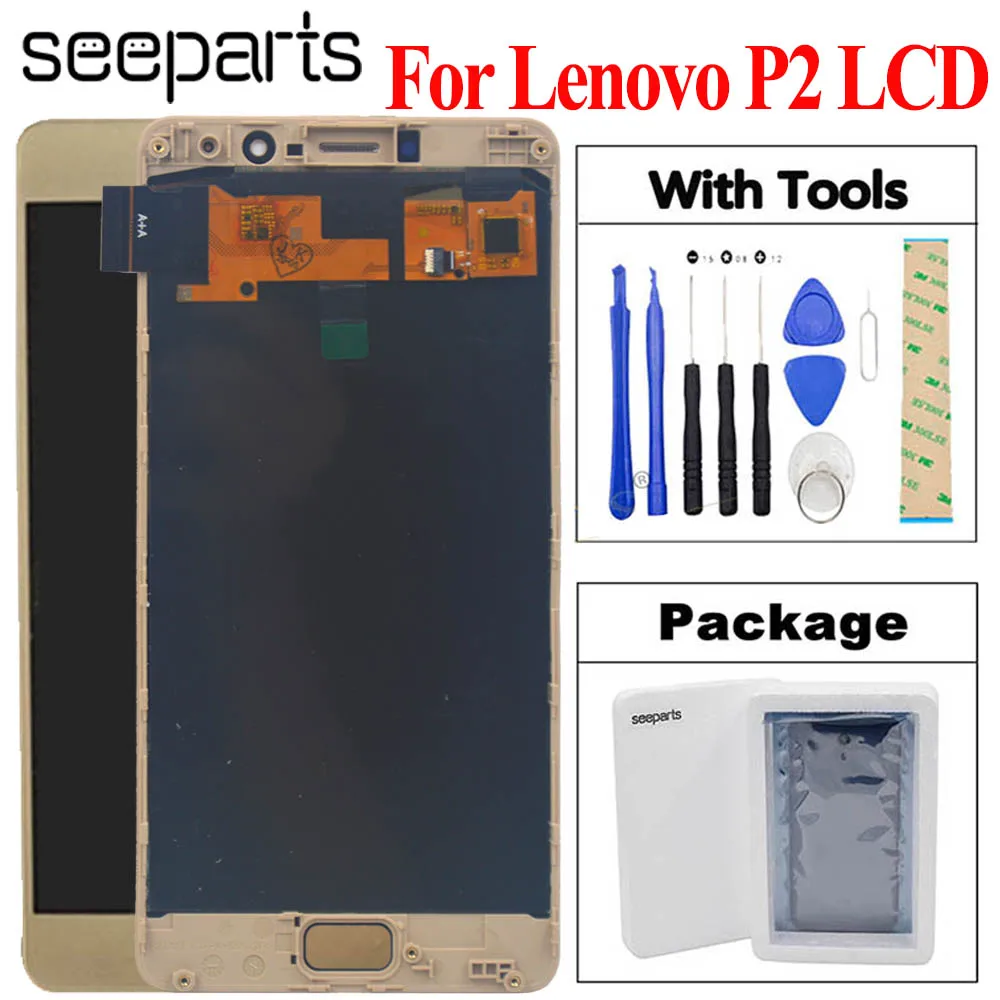 ЖК дисплей 5 дюйма Lenovo Vibe P2c72 P2a42 P2 с сенсорным экраном и дигитайзером в сборе