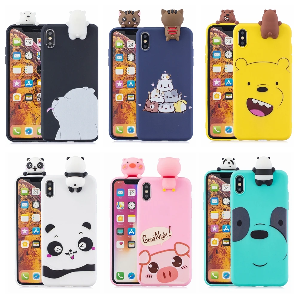 

3D Phone Cover for iPhone 12 Pro Max Case on for Funda iPhone 11 12 mini X XR XS Max 5 5s 6 7 8 Plus SE 2020 Kawaii Panda Cases