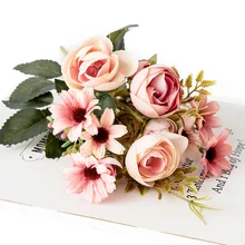 12 Camellia 30 cm Simulation Bouquet Silk Flower Rose Wedding Home Decoration Hotel Table Placement Flower Arrangement Pearl Bud