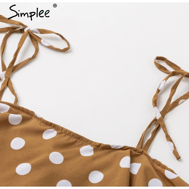 Simplee Простое летнее платье миди в горошек бохо платьями женские пляжные платья