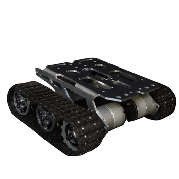 

FBIL-Black Shock Absorber Metal RC Robot Tank Chassis Kit Mobile Platform for Arduino Uno R3 Raspberry Pie DIY Toy Parts