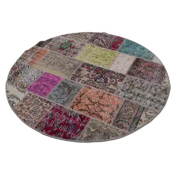 

144x144 Cm Multicolor Handmade Round Patchwork Rug-5x5 Ft