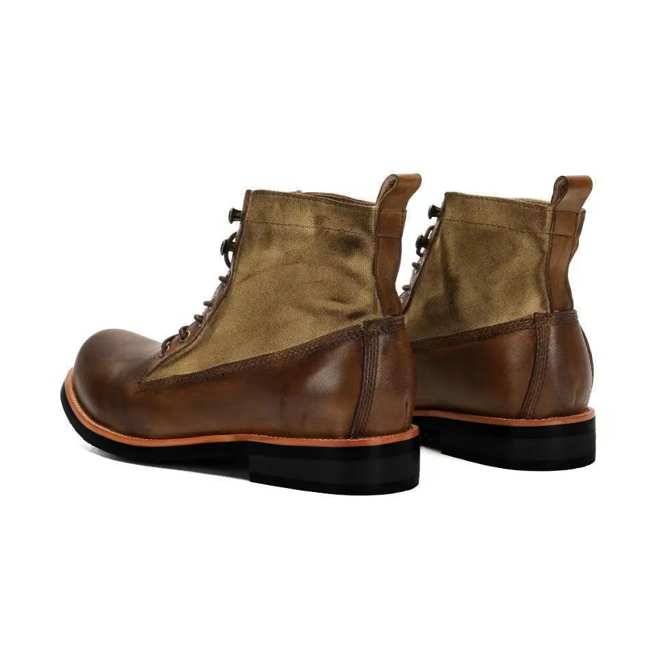 Autumn Winter Men's Short Boots Retro Make old American Casual Oaratrooper Locomotive Shoes EUR 38-48 mens leather boots motorcycle leather boots