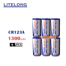 6 шт./лот высокое качество LITELONG CR123A литий-ионная аккумуляторная батарея 3V литиевая батарея для камеры 16340 батареи 1300 мАч