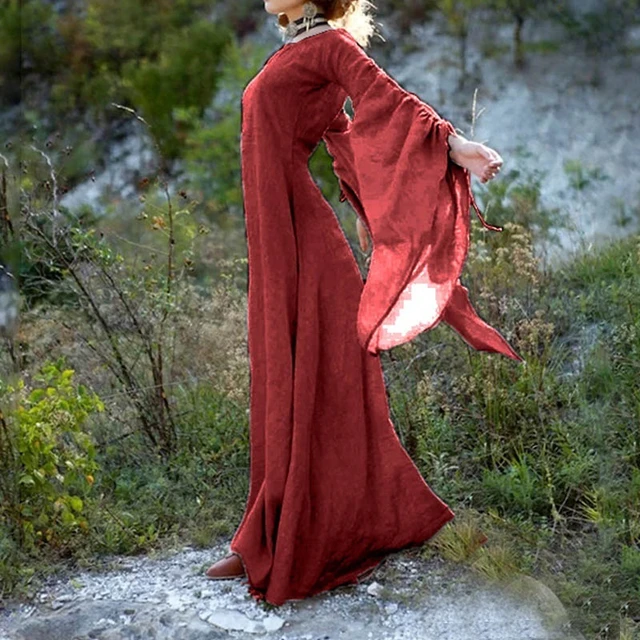 Vestido medieval para mujer, disfraz estilo renacentista, de encaje,  irlandés, largo, para cosplay, atuendo retro