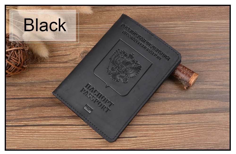 Натуральная кожа Обложка для паспорта двуязычная версия предназначена для Российской Федерации Crazy Horse кожаный держатель для карт чехол для паспорта