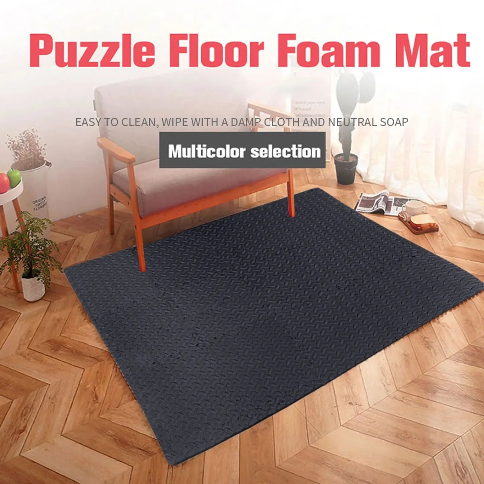 6 PCS EVA Foam Splicing Floor Mat Black Leaf Pattern Mats Gym Shock Absorbing Home Yoga Exercise Cushions | Дом и сад