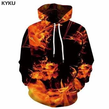 

KYKU Brand Flame Hoodie Men Terror Sweatshirt Printed Punk Hoodie Print Rock Hoody Anime 3d Printed Unisex Streetwear Pullover