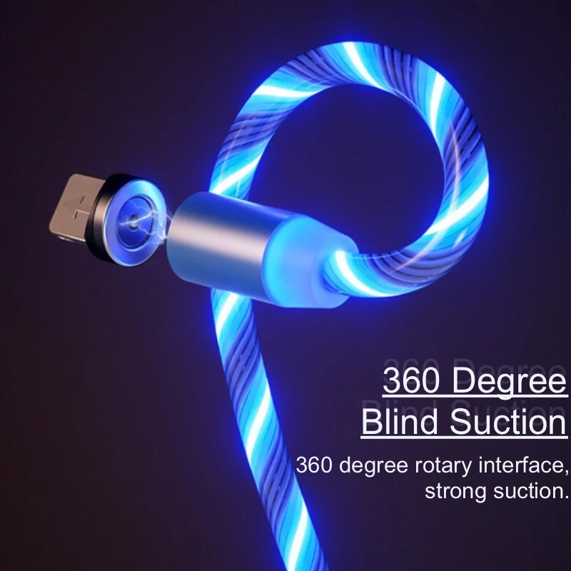 Светодиодный магнитный кабель USB для быстрой зарядки, 1 м, кабель Micro USB для iPhone, huawei, samsung и т. Д., магнитное зарядное устройство type-C для Xiaomi Redmi