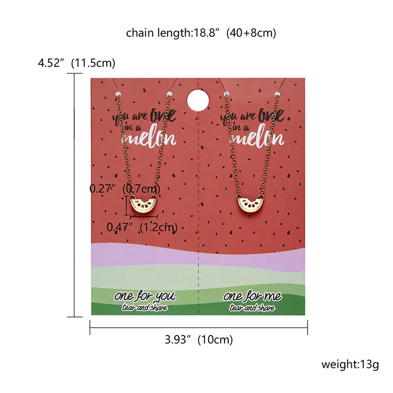 Дорин коробка с милым фруктовым подвеска-арбуз Бумага карты Цепочки и ожерелья Пара Цепочки и ожерелья персонализированные цепочка с кулоном, ювелирное изделие, 2 шт./компл