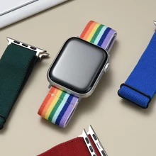 Correa de nailon para Apple watch, correa de 41mm, 45mm, 44mm, 40mm, 42mm y 38mm, pulsera de reloj inteligente Serie iWatch 76543
