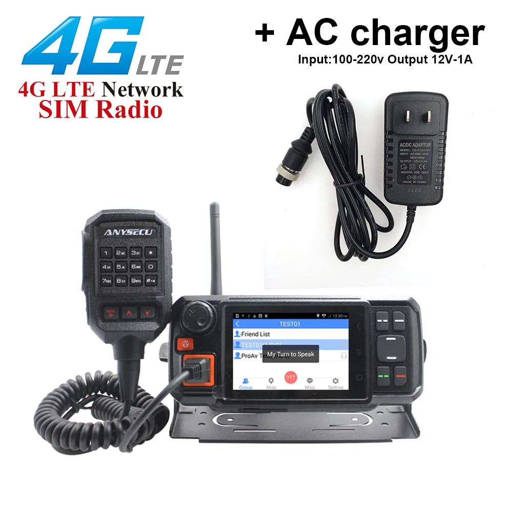 ANYSECU 4G-W2Plus Unlock 4G Network Radio Android7.0 WCDMA GSM Walkie Talkie with WIFI N60 work with Real-ptt Zello + AC charger