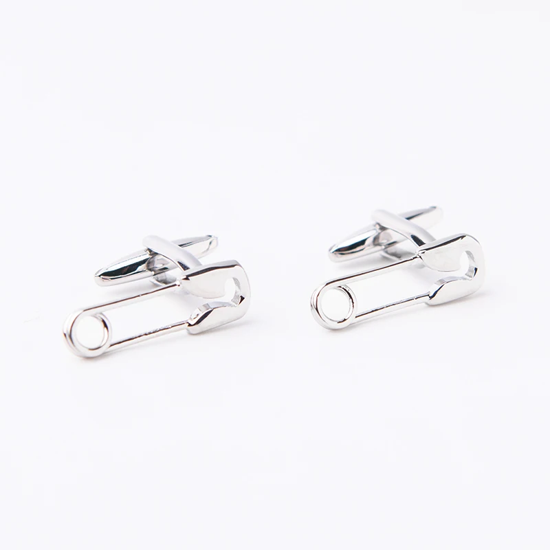 Novelty Pin Shape Cufflinks Silver Plated Cuff Button Office Supplies Design Copper Material For Business Gift Free Shipping - Окраска металла: 155898