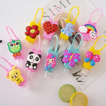 

30ml Cute Cartoon Animals Food Silicone Mini Hand Sanitizer Holder Travel Portable Gel Holder Hangable Liquid Key Chain New 2020