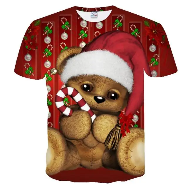 Забавная футболка s футболки с рождественским узором мужские рождественские футболки Повседневная футболка с Санта Клаусом вечерние футболки с 3d принтом снеговика с коротким рукавом - Цвет: TX-317
