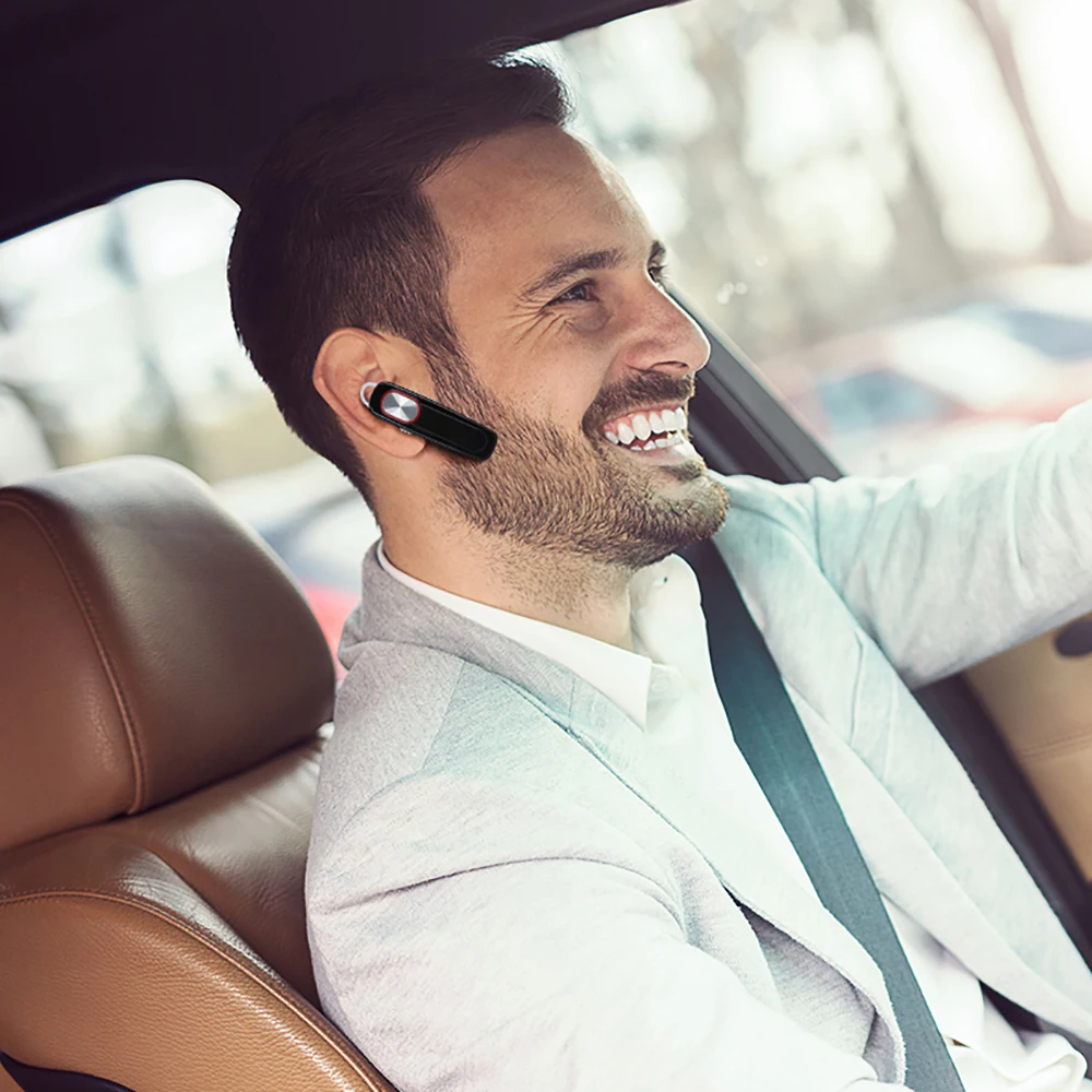 Men Wireless Bluetooth Single Earphone Business In Ear Headset Hands free Stereo Long Standby Time with Ear Hook for iPhone 11