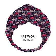 

2021 Women Hair Accessories Fashion Fantasy Flamingos print Knot Headband Bandanas Hairband Headwear for women Hair Scrunchies