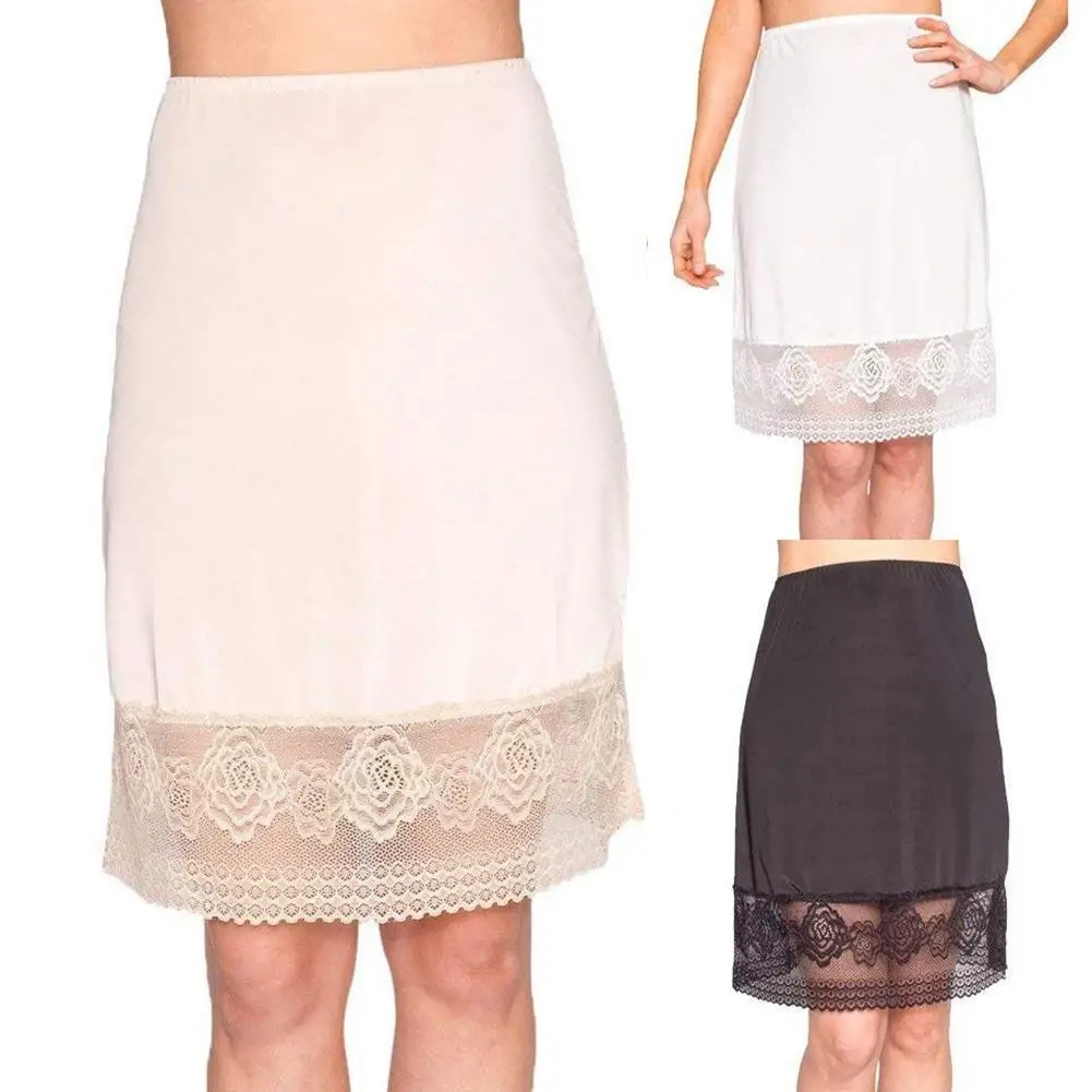 Summer Half Slips Wome High Waist Lace Basic Skirt Underdress Loose Half Slips Underdress Underskirt Petticoat Ladies underskirt lining