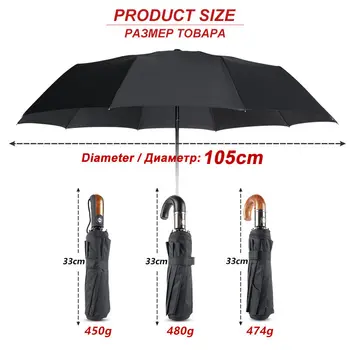 

Classic English style Umbrella Men Automatic 10 Ribs Strong Windproof 3 Folding Umbrella Rain Business Male Quality Parasol