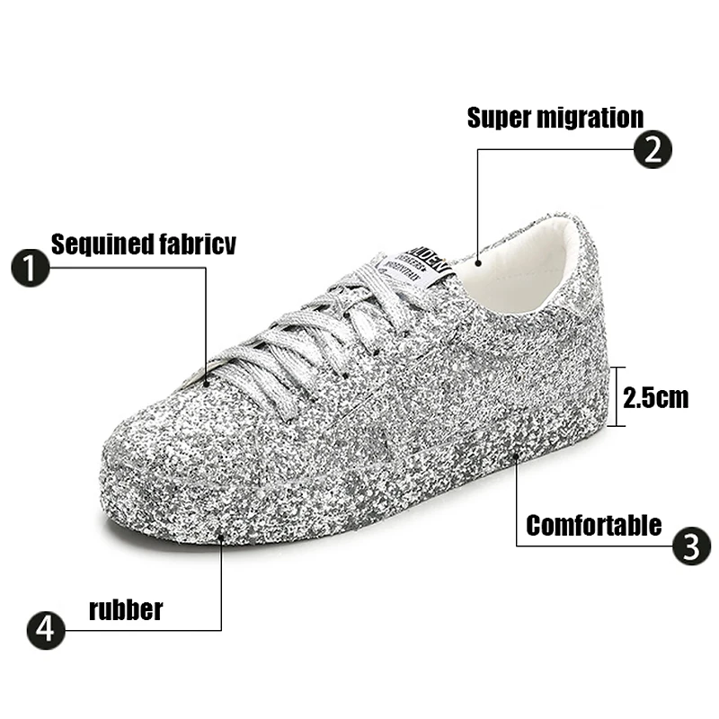 Блестящие Серебристые кроссовки; женская обувь на платформе; Sapatos Star; парусиновая обувь для мужчин и женщин; Классическая обувь для скейтбординга