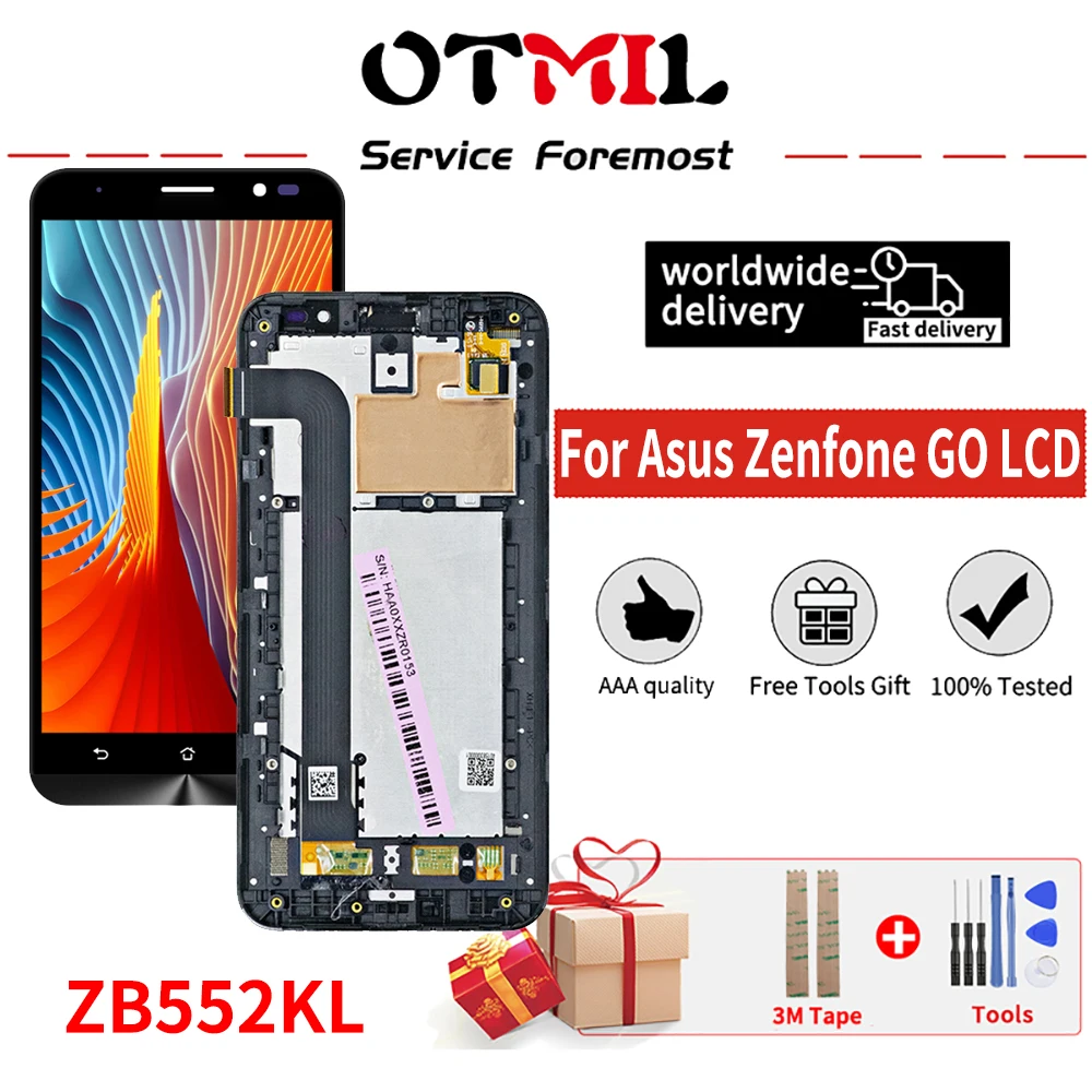 Оригинальный дисплей 5 дюйма для Asus Zenfone GO ZB552KL X007D сенсорный ЖК-экран с рамкой