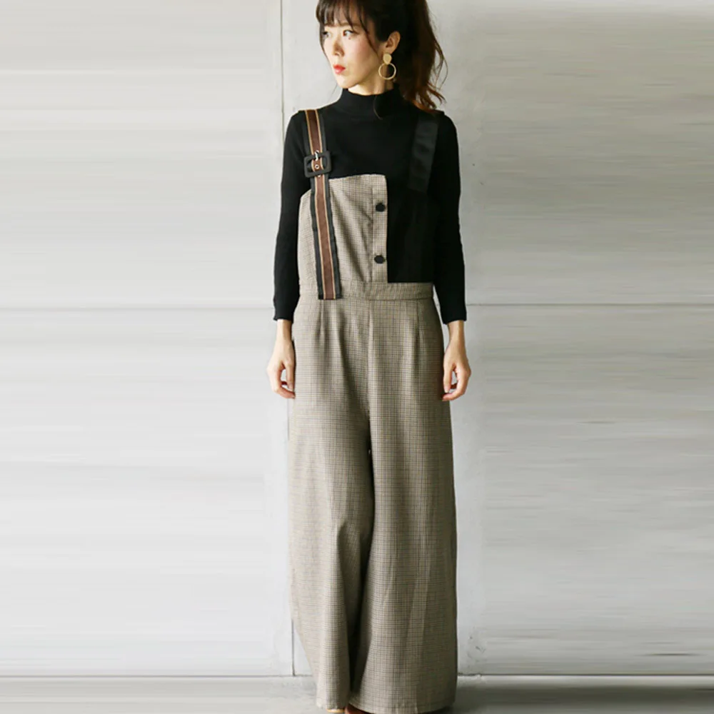 

Women Two Piece Sets 2019 Autumn Korean Designer Basic Black Tops and Wide Legs Plain Rompers Set Causal Tshirts and Pants Suits