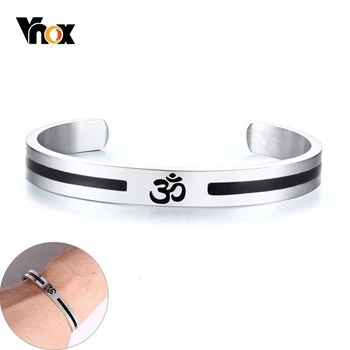 

Vnox Casual Om Aum Bangle for Men Stainless Steel Male Cuff Bracelets Religious Jewelry
