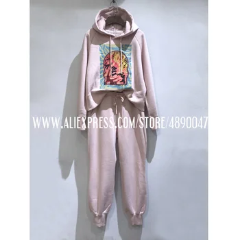 

Two-piece Women's autumn Fleece sweater sportswear hoodie pants casual sports suit casual street high quality Pink sports suit