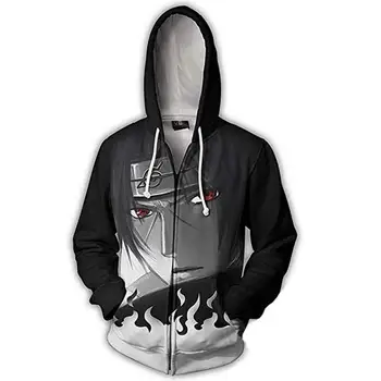 

2019 men's hoodie anime fire hidden zipper hoodie 3D printing casual zipper hoodie hooded hip hop top