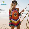Beachsissi Colorful Knitted Cover Up Bikini Women Swimsuit Lace Up Kimono 2022 Beach Dress Bathing Suit Beachwear Tunic Robe ► Photo 2/4