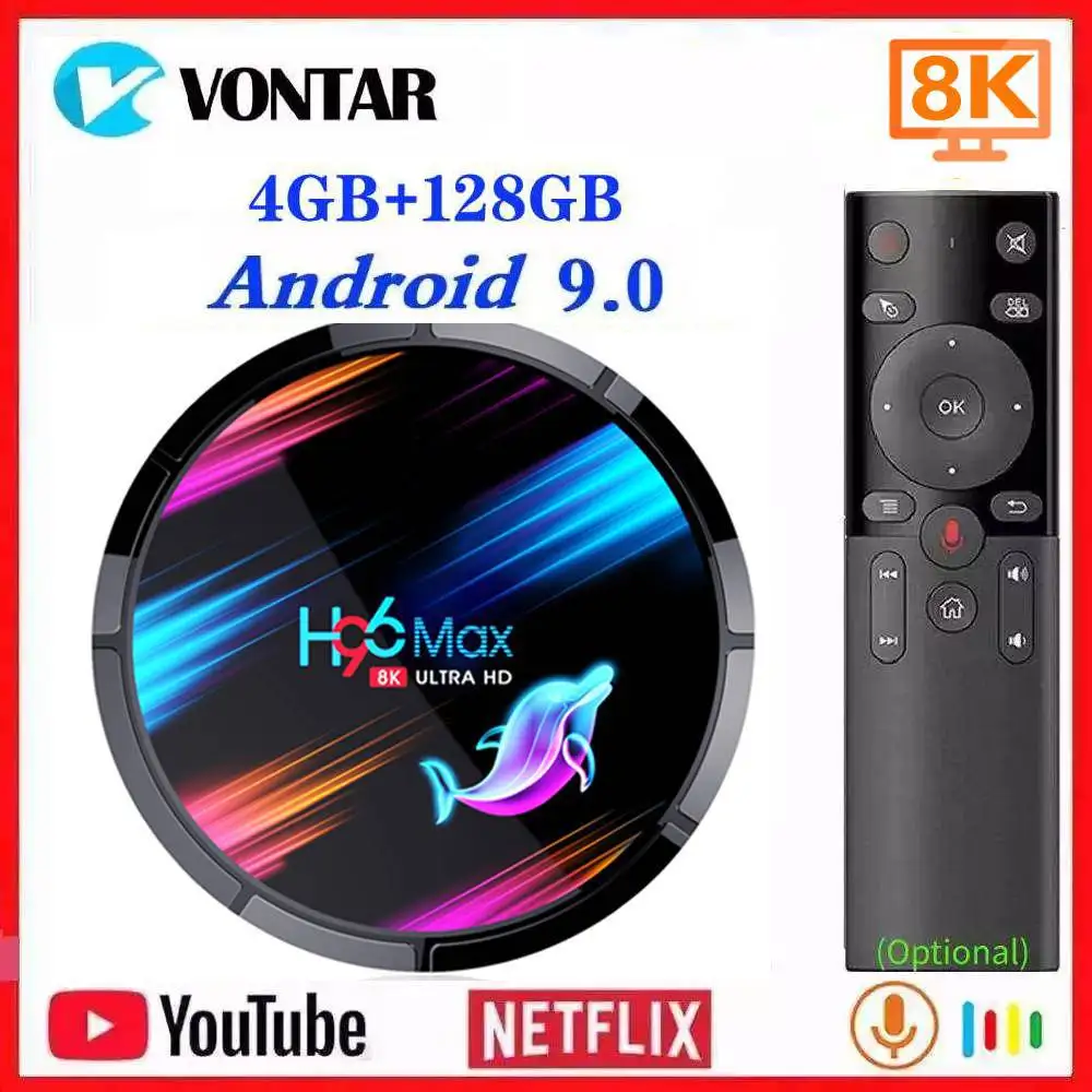 

Vontar Smart TV Box Android 9.0 Amlogic S905X3 8K Media Player Max 4GB RAM 128GB ROM Dual Wifi 1G/8G Set Top Box YouTube Netflix