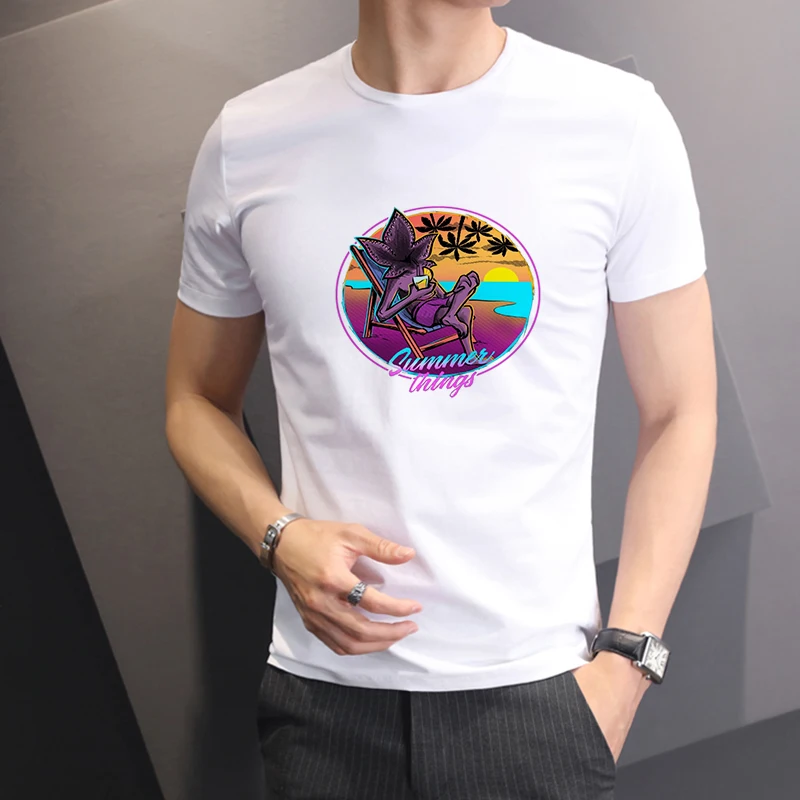 

Lus Los New summer stranger things T-shirt men funny strange Demogorgon T-shirt summer short sleeve printing men's clothing