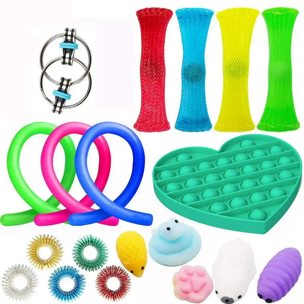Sensory Toys Set Fidget Hand Squeeze Stress Relief Bundle Anti-Anxiety 25pk 