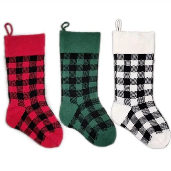 

Hot Sale New 18-Inch Christmas Socks Christmas Decorations Knitted Lattice Christmas Socks Gift Bags, 3PCS